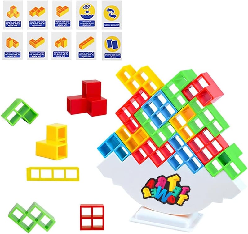 HIQE-FL 64 darabos Tetris torony egyensúlyozó játék gyerekeknek