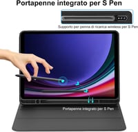 FOGARI Bluetooth Billentyűzet Samsung Galaxy Tab S9 Ultra 5G 14,6" Tablethez - Levehető Mágneses Tok 7 Színű Háttérvilágítással, Fekete 5