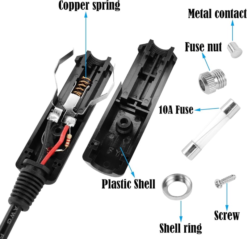 GINTOOYUN Szivargyújtó-DC7.4x5.0mm Tápkábel 16AWG - 3m Hosszú Adapter Autókhoz, Lakóautókhoz, Elektromos Készülékekhez, 10A Biztosítékkal