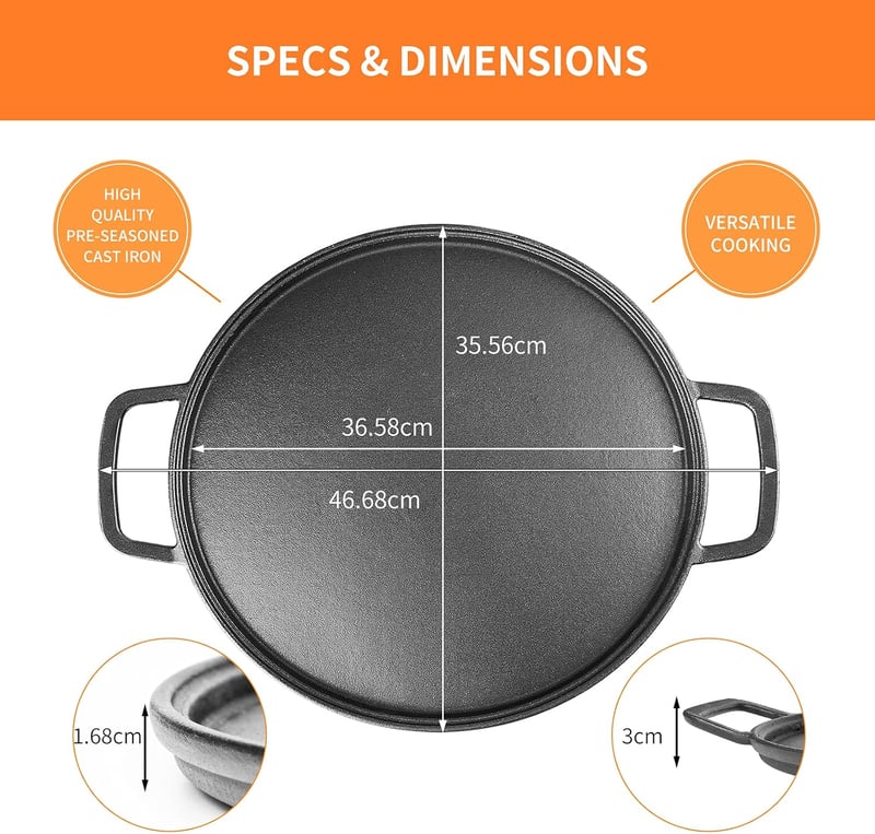 Weber ovális öntöttvas grill serpenyő 35,6 cm, előkezelt, univerzális
