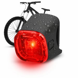 Fischer Square kerékpár lámpa szett – 90 lm, 40/20 Lux, USB töltés, IP44 — csak a piros lámpa van jó állapotban (állapot: lásd a 2. képet)