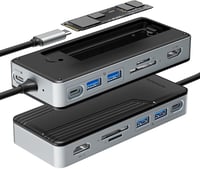 Yottamaster 8-in-1 USB-C Dokkoló M.2 NVMe SSD Házzal, 10Gbps Adatátvitel, 4K@60Hz HDMI, 100W PD Töltés, Kártyaolvasó, Windows/Mac 1
