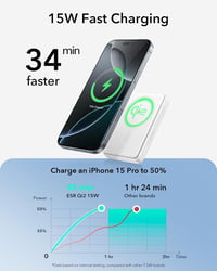ESR Qi2 Tanúsított MagSafe Powerbank 10000mAh - 15W Gyorstöltő iPhone 16/15/14/13/12 Készülékekhez, Kompakt Hordozható Külső Akkumulátor USB 3