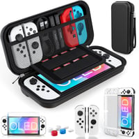 Nintendo Switch OLED védőtok és kiegészítő szett, átlátszó dokkolható tokkal 1