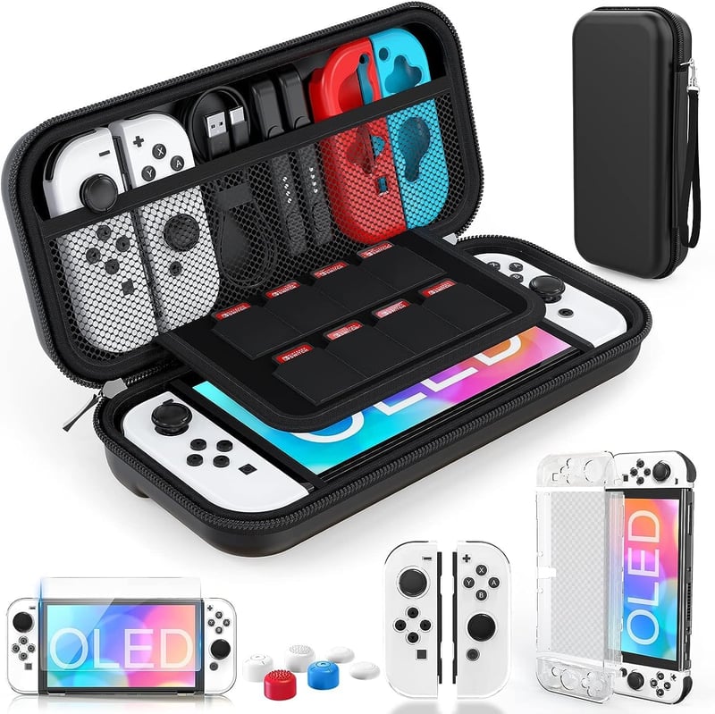 Nintendo Switch OLED védőtok és kiegészítő szett, átlátszó dokkolható tokkal