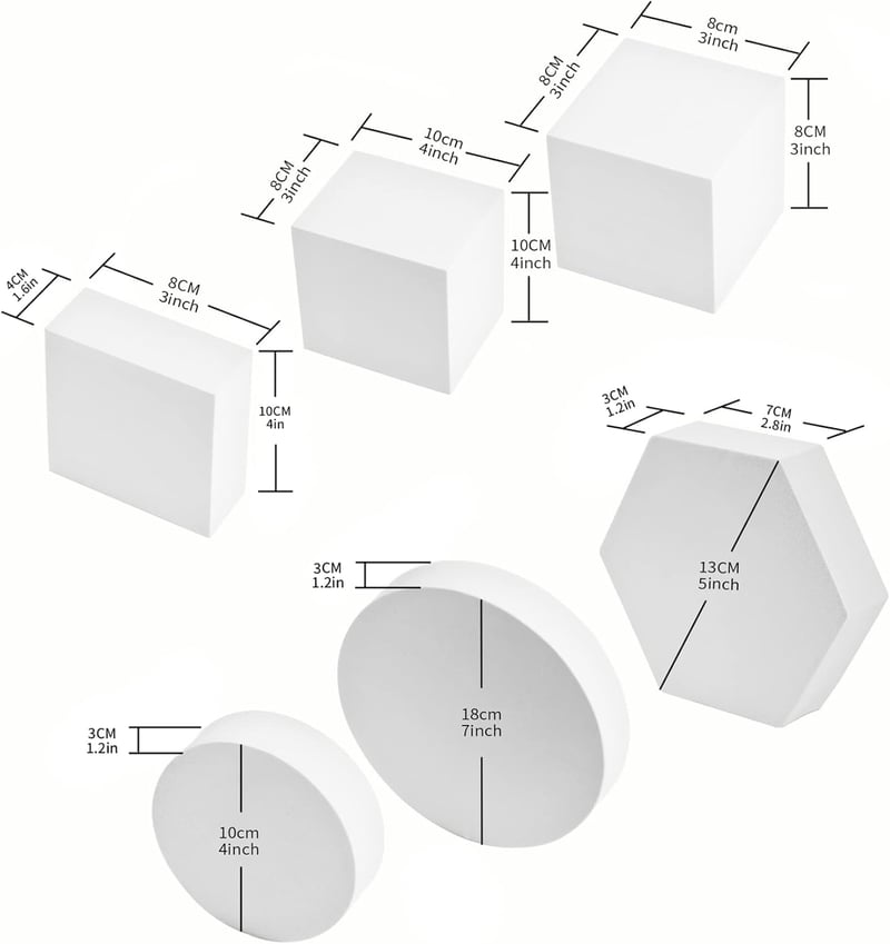 Selens 6 db fehér geometriai kocka háttér fotózáshoz - kozmetikai, ékszer termékfotó kellék