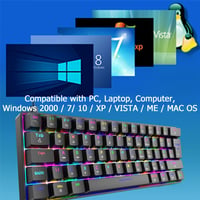 Kompakt 60% RGB Gamer Billentyűzet, Kék Kapcsolós, 62 Gombos, USB-C, Kék 8