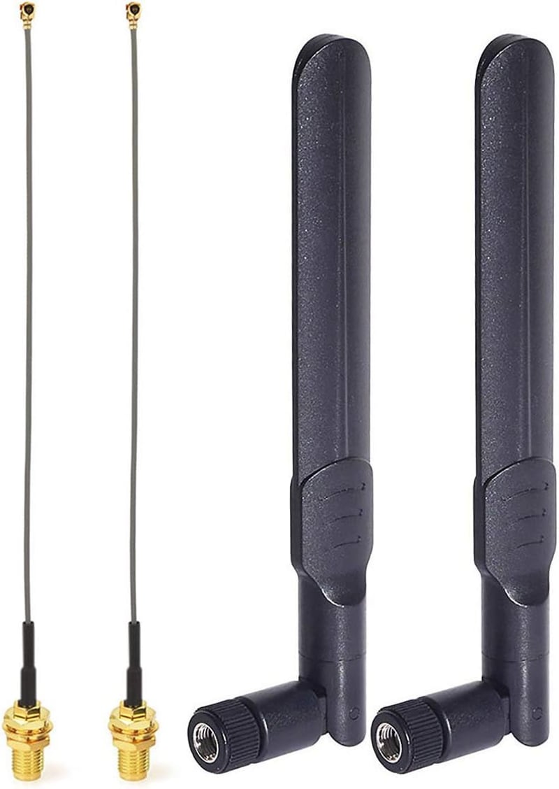 Bingfu 8dBi RP-SMA WiFi Antenna 2.4/5/5.8GHz + 15cm IPEX U.FL Kábel - Intel Fenvi HP Dell Mini PCI Express Hálózati Kártyákhoz - 2db