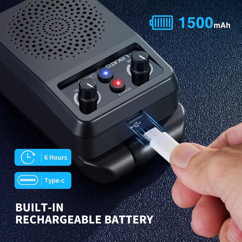 LEKATO Mini Gitárerősítő 5W - Hordozható, Bluetooth-os Zsebméretű Erősítő, Beépített Effektekkel, Elektromos Gitárokhoz, 6 Órás Üzemidő