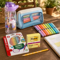 Pachet Școală: 500ml bidon + penar + 12 creioane colorate + 540 post-it + 12 markere 1