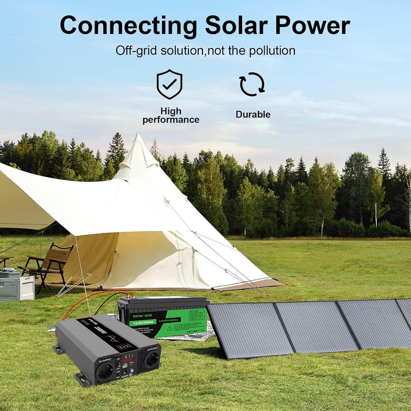 DATOUBOSS 2000W Tiszta Szinusz Inverter 24V-230V - LCD Kijelzős Feszültségátalakító USB Csatlakozással Lakóautóhoz, Kempingezéshez, Napeleme