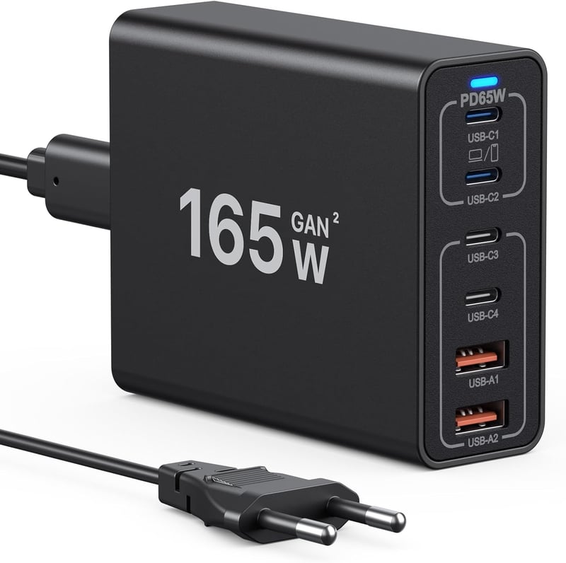 Baseus 165W GaN USB-C töltőállomás 6 portos, MacBook/iPhone/Samsung kompatibilis