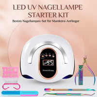 NAXBEY 168W UV/LED Műköröm Lámpa Szenzorral, 4 Időzítővel és 7 Részes Manikűr Készlettel - Gyors Szárítás, Hordozható Fogantyú, Kezdőknek és 2