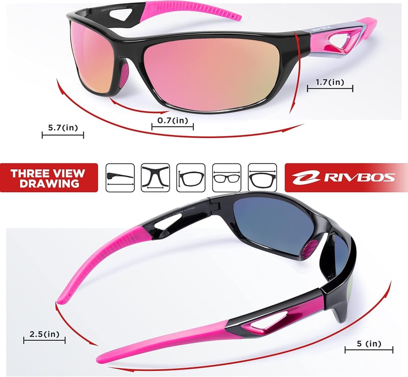 RIVBOS polarizált UV400 sport napszemüveg kerékpározáshoz, futáshoz - unisex
