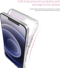 iPhone 12 Mini Lila Glitteres Gyűrűs Tok - Csillogó Lányos Szilikon Védőtok 7