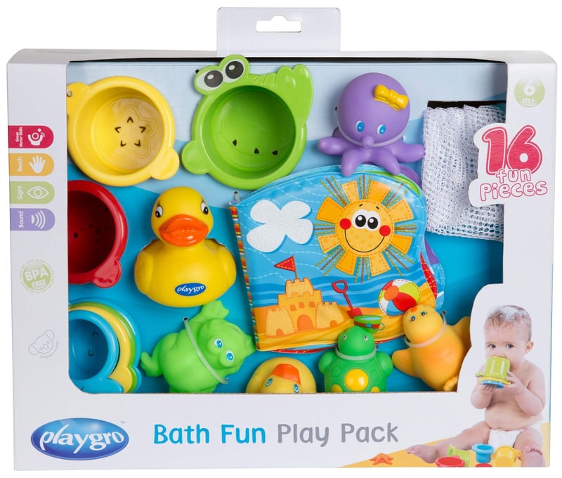 Playgro Fürdőjáték Készlet Kék/Zöld Színben - BPA-mentes Vízálló Babajáték Fürdéshez 2019-es Modell