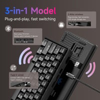 Dierya DK63 Vezeték Nélküli Mechanikus Gamer Billentyűzet, 60% Kompakt, RGB Háttérvilágítás, Bluetooth/2.4G/USB-C, Lineáris Piros Kapcsoló 4