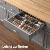 Lifewit Kihúzható Fűszertartó Fiók, 33-66 cm Állítható Szélességű Konyhai Szervező, 4 Szintes, 8 Részes, Átlátszó Fűszerrendező Polc Fiókba 6