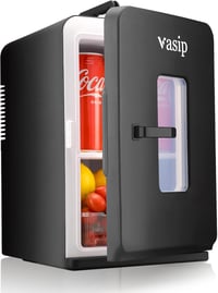 Vasip 15L Mini Hűtőszekrény - Hordozható Hűtő-Fűtő Funkció, 220V/12V, Otthonra, Irodába, Kempingezéshez és Autóba, 2 Polccal, Fekete 11