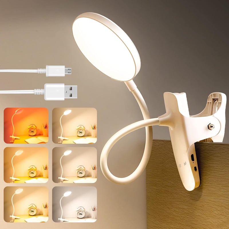 Lenudar Olvasólámpa 36 LED-del - Csíptethető, USB Tölthető, 6 Színhőmérséklet, 5 Fényerő, 360° Hajlítható Kar, Érintésvezérelt, Fehér