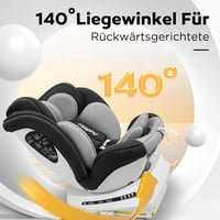 Miophy I-Size 360° Forgatható Gyerekülés, 0-12 Éves Korig, 40-150 cm, Isofix Rendszerrel, 5-Pontos Biztonsági Övvel, Sötétszürke - I-dark grey 5