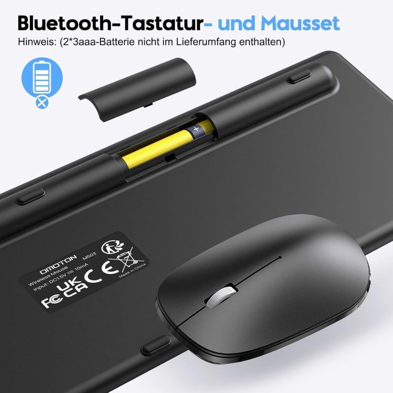 OMOTON Bluetooth Billentyűzet és Egér Mac-hez, Vezeték Nélküli QWERTZ, Szürke - Room grey