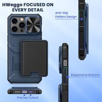 iPhone 14 Pro Védőtok Fóliával, Kártyatartóval, Kameravédővel - Sötétkék 6