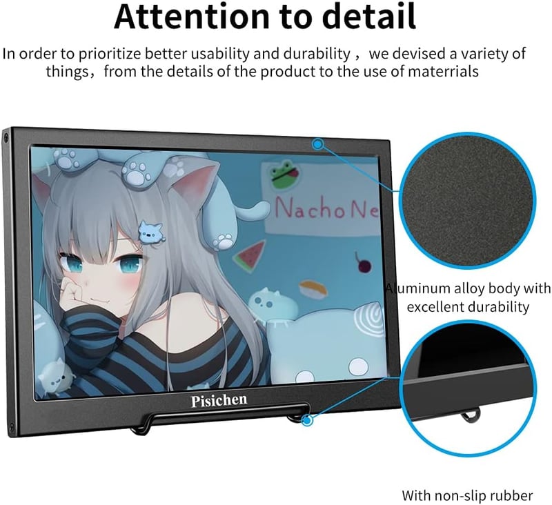 PISICHEN 17,3" Hordozható Full HD Monitor Laptophoz, PS4-hez, USB/HDMI
