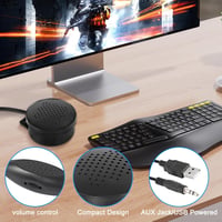 MEIRIYFA USB Hangszóró Számítógéphez - 5W Sztereó Asztali PC Hangfal 3.5mm AUX Bemenettel és Hangerőszabályzóval Laptophoz, Tablethez 3