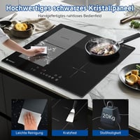 AMZCHEF 60 cm-es Indukciós Főzőlap Flex Zónákkal - 4 Zónás, 7200W, 9 Teljesítményszint, Boost Funkció, Időzítő, Gyerekzár, Túlmelegedés Elle 6
