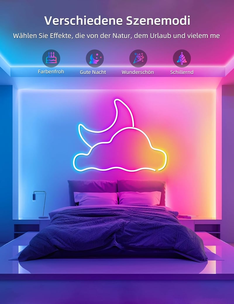 Lamomo 20m RGB LED Szalag Távirányítóval és Applikációval - 24V Vízálló Fénycsík Bluetooth Zeneszinkronnal, Fényerőszabályzással Partikhoz, 