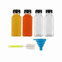 Set 6 sticle din plastic reîncărcabile Yzpklhw, 250 ml, cu capac negru, pentru smoothie, suc, apă, lapte, flacon transparent pentru frigider 1