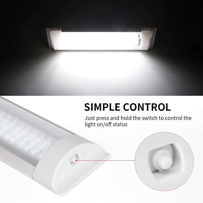 Suparee 12V-os LED lámpa, 6000K fehér, kapcsolóval - lakóautóba, hajóba, teherautóba (2db)