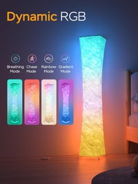 Amdelne RGB Állólámpa - Tyvek Anyagú Okos Lámpa Távirányítóval és App Vezérléssel, Zenére Szinkronizálható, Színváltós, Időzíthető, 18W, 180 4