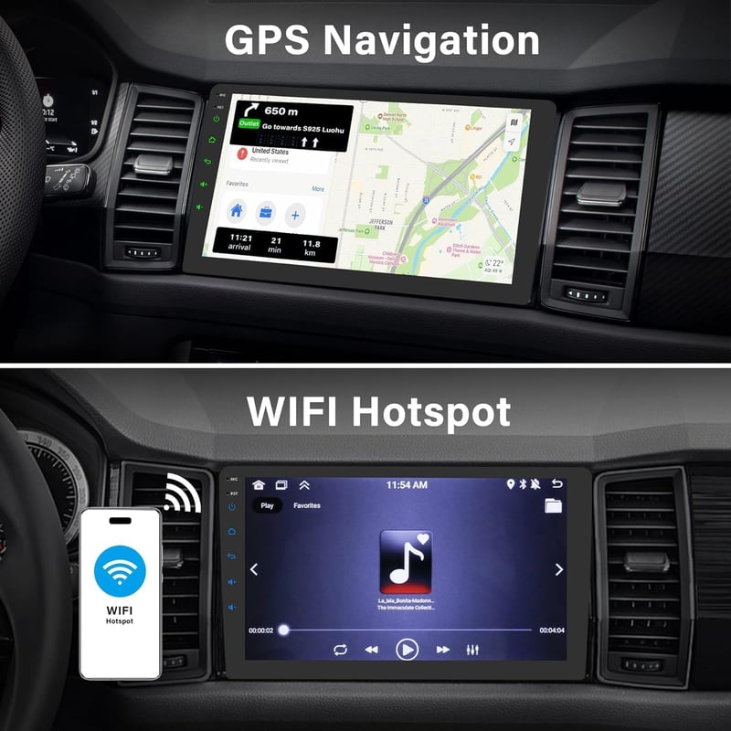 LSLYA 9" 2 DIN Android 13 Autórádió - 2GB/32GB, Vezeték Nélküli Apple CarPlay & Android Auto, Bluetooth, GPS, WiFi, FM, Tolatókamerával