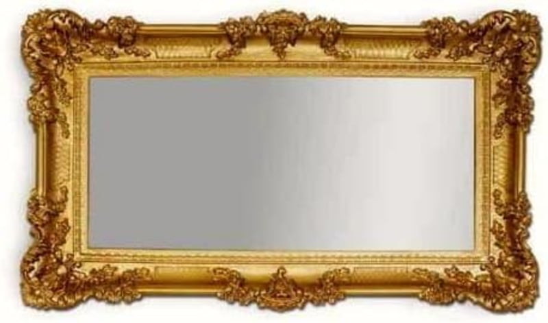 Lnxp 75SP Barokk Fali Tükör Arany 96x57 cm - Antik Rokokó Stílusú Dekoratív Műanyag Tükör Díszes Kerettel, Könnyű Kivitel, Vintage Dizájn