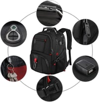 MATEIN Vízálló Laptop Hátizsák Férfiaknak - 17,3" Méretű, USB Töltővel, TSA Kompatibilis, Többrekeszes Utazó Táska Iskolába, Munkába - 17.3 inches, Black 3