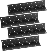 Xingwenhao L-alakú sarokvas készlet - 4 db fekete, porszórt fém szögletvas 90°-os bútorösszekötő, 200x40mm, erős sarokmerevítő bútorokhoz, a 1