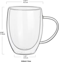 JNSMFC Dupla falú üveg kávéspohár szett 4 db, 350 ml, hőszigetelt, kanállal 6