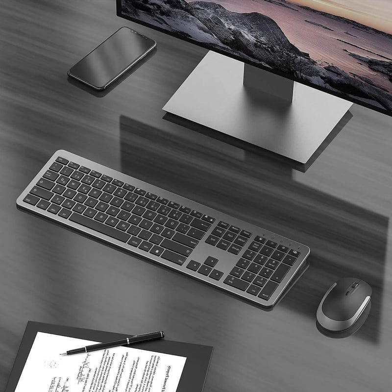 seenda SK38-3 Vezeték Nélküli Billentyűzet-Egér Szett, Ultravékony Tölthető, Ergonomikus, Szilikon Porvédővel, PC/Laptop/Smart TV Kompatibil