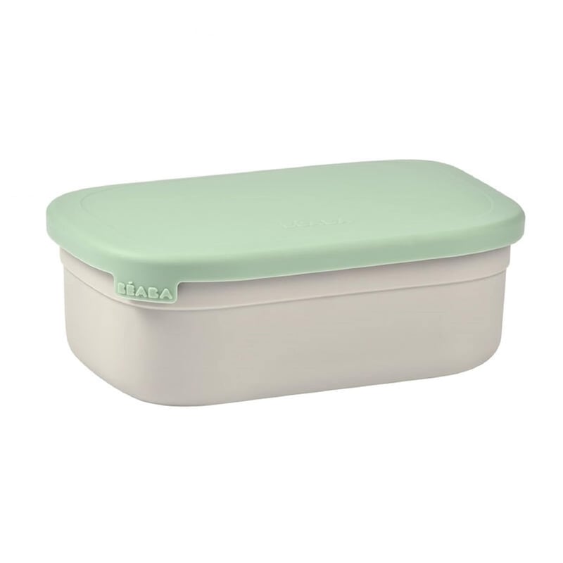 BÉABA Rozsdamentes Acél Gyermek Uzsonnás Doboz 760ml - Szivárgásmentes Bento Box Szilikon Borítással, BPA-mentes, Óvodába és Iskolába, Szürk