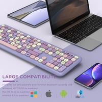 Seenda lila AZERTY Bluetooth billentyűzet - többeszközös, újratölthető, Windows/Mac/Android kompatibilis 6