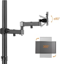 Bracwiser Állítható Monitorkar - 800mm Magas Asztali Monitortartó 13-32" Képernyőkhöz - VESA 75/100 Kompatibilis - Fekete Acél Konzol 4