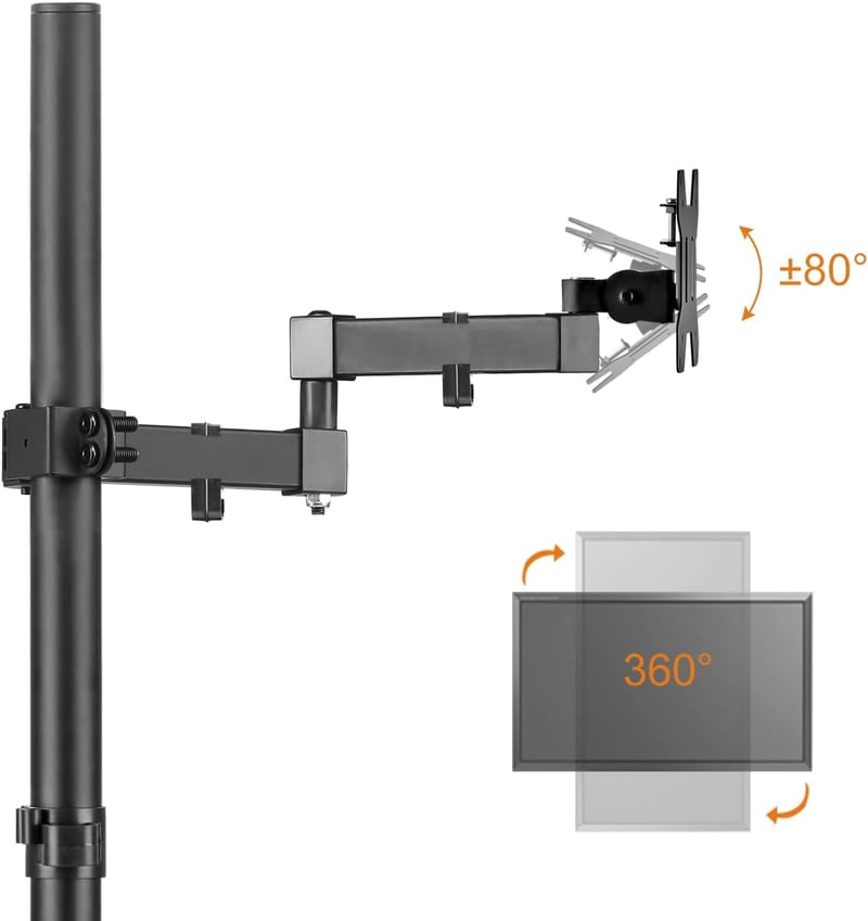 Bracwiser Állítható Monitorkar - 800mm Magas Asztali Monitortartó 13-32" Képernyőkhöz - VESA 75/100 Kompatibilis - Fekete Acél Konzol