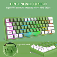 Redragon Mini 60% RGB Gamer Billentyűzet, Zöld-Fehér, QWERTY, PC/Mac 8