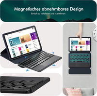 Samsung Galaxy Tab A9+ 360°-os forgatható tok világító német billentyűzettel, kék 6