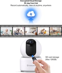 GALAYOU 2K Beltéri Biztonsági Kamera - Bébiőr, Kisállat Figyelő, WiFi Kamera 360° Látószöggel, Kétirányú Hanggal, Alexa és Google Home Kompa 7