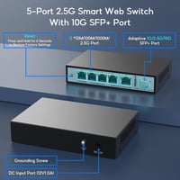 SODOLA 6 Portos 2.5G Smart Ethernet Switch - 5x 2.5G RJ45 + 1x 10G SFP Port, Menedzselhető, VLAN/QoS/IGMP Támogatás, Ventilátormentes Fém Há 10