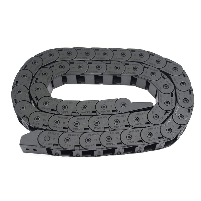 Zeberoxyz 15x15mm Fekete Műanyag Kábelrendező Lánc 1m - Nyitható Kábelvezető CNC Gépekhez és 3D Nyomtatókhoz Végcsatlakozókkal