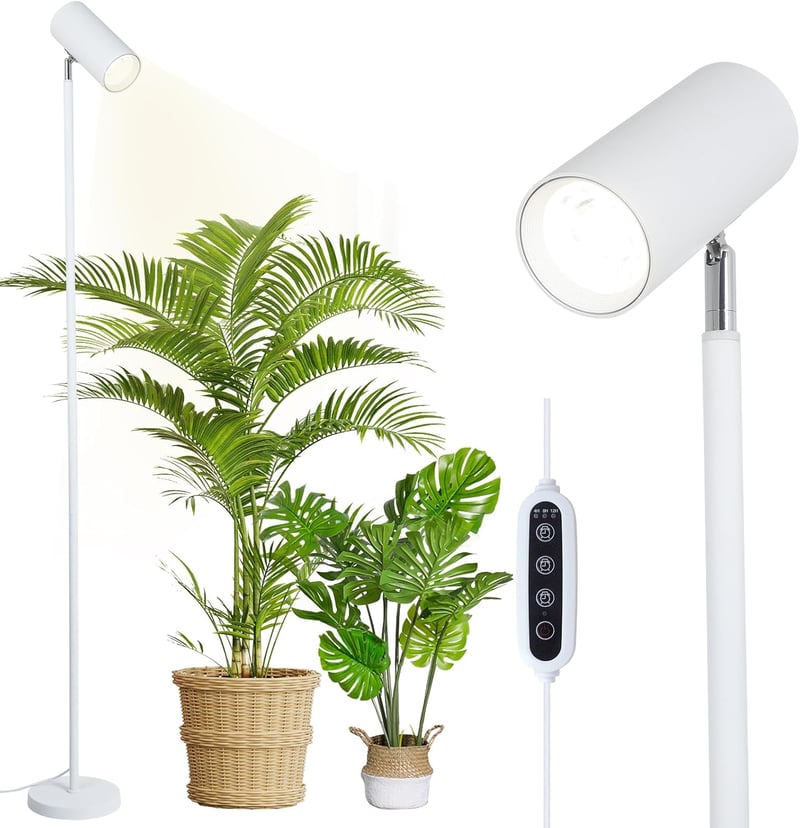 Rayofly 20W Teljes Spektrumú LED Növénylámpa, Állítható Magasságú Beltéri Növényvilágítás Időzítővel 4/8/12H, Fehér Növénynevelő Lámpa Csere